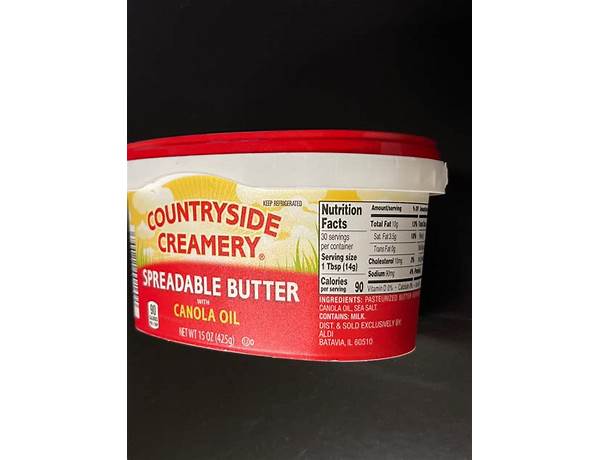 Spreadable butter with canola oil ingredients