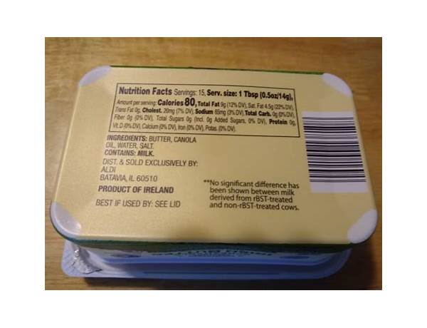 Spreadable irish butter food facts