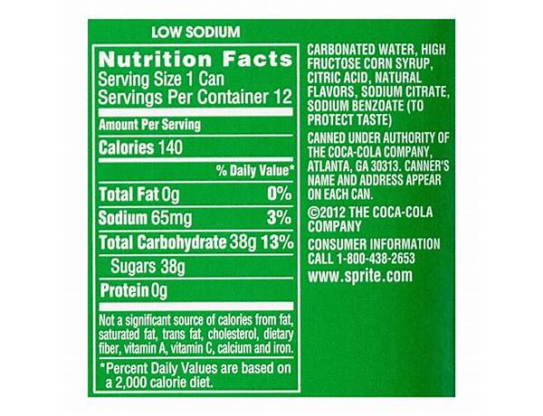 Sprite nutrition facts