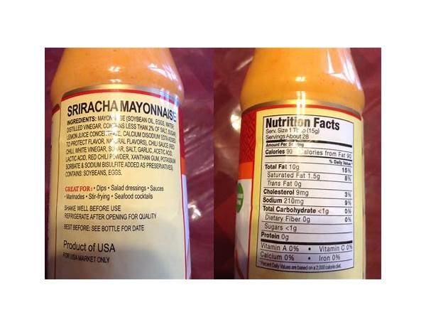 Sriracha mayonnaise nutrition facts