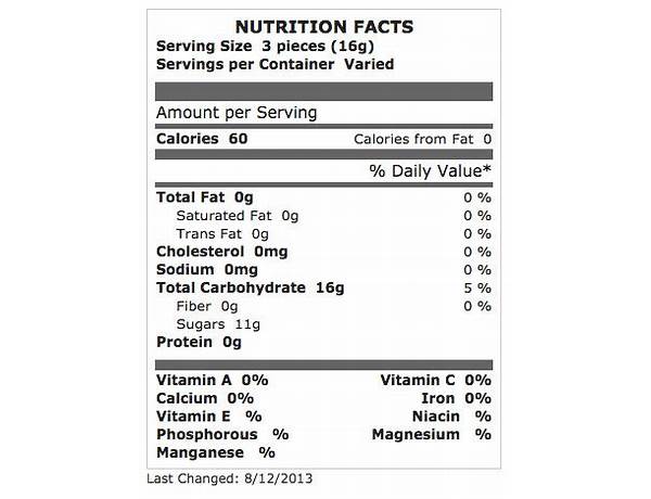 Starlight mints nutrition facts