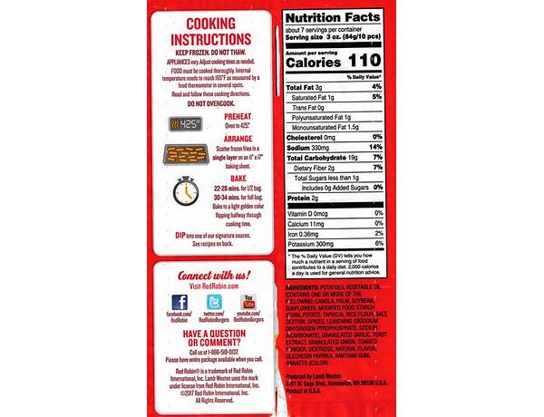 Steak fries nutrition facts