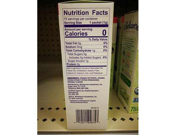 Stevia liquid sweetener nutrition facts