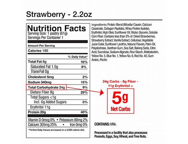 Strawberry flavored protein pastry food facts