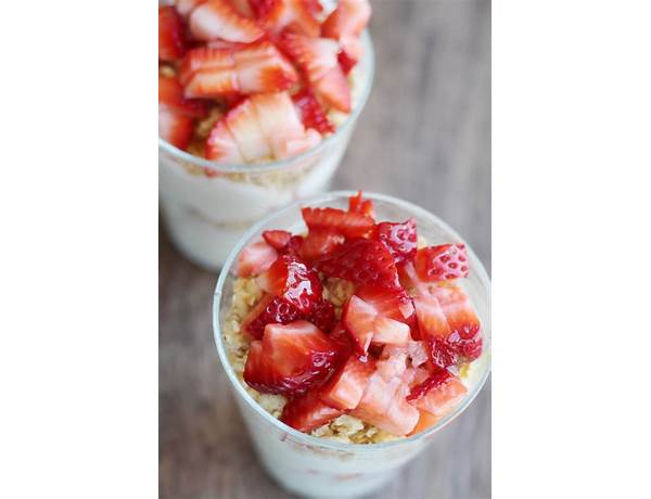 Strawberry partfait with vanilla yogurt and granola ingredients