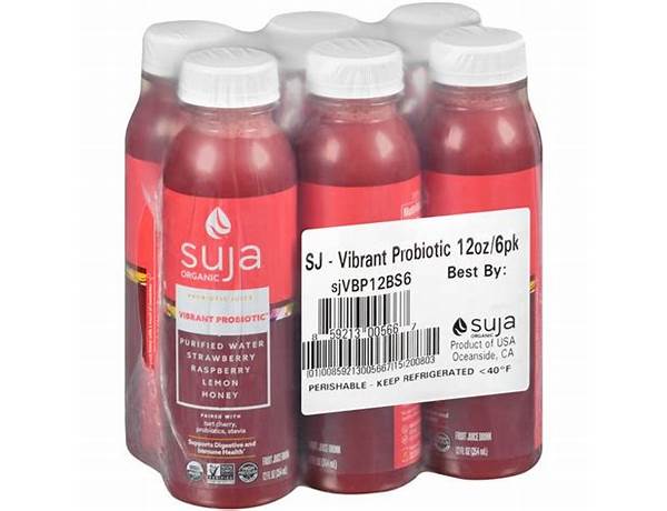 Suja, elements, divine probiotics, fruit juice smoothie with probiotics nutrition facts