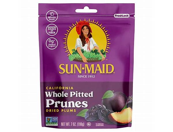 Sun-maid pitted prunes, non-gmo, 100% fruit food facts