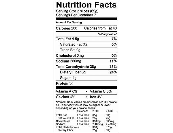 Sunflower bread food facts