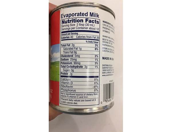 Sunshine evaporated milk nutrition facts