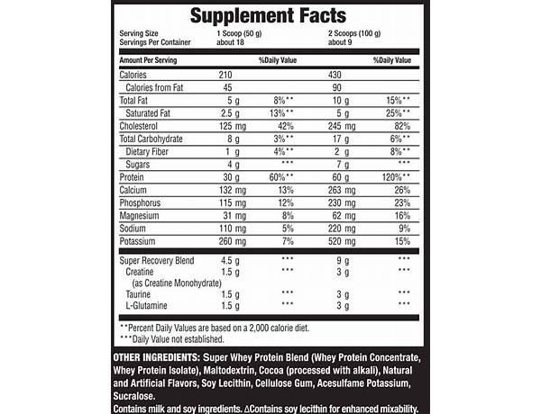 Super advanced whey protein food facts