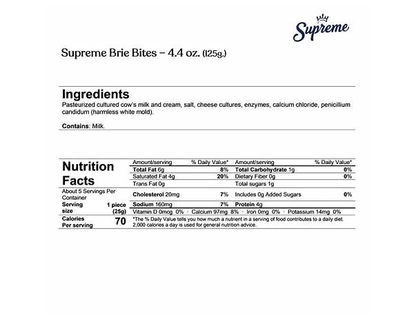Supreme brie bites food facts