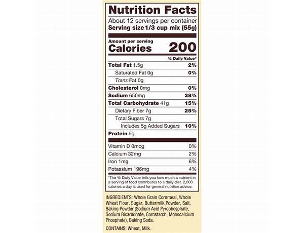 Sweet corn muffin and cornbread mix nutrition facts