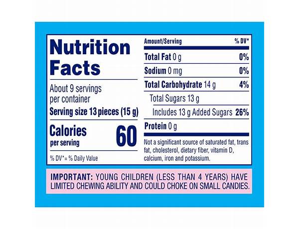 Sweet tarts gummies nutrition facts