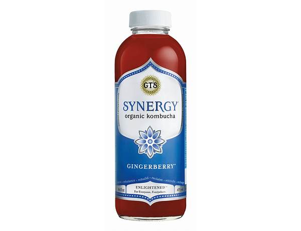 Synergy gingerberry organic vegan raw kombucha food facts