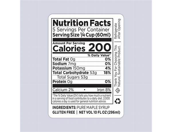Syrup nutrition facts