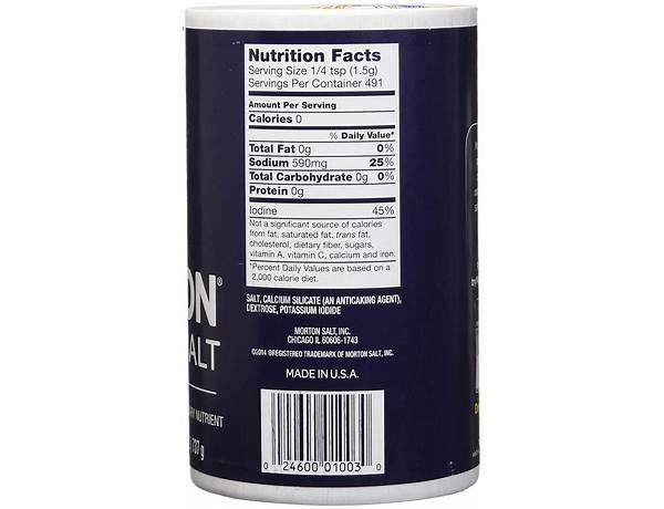 Table salt nutrition facts