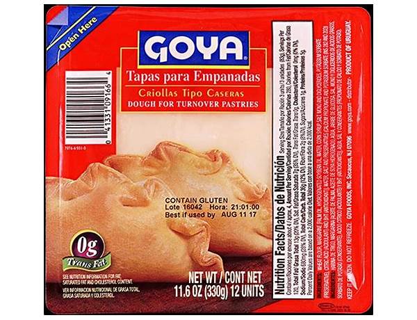 Tapa empanada dough shell nutrition facts