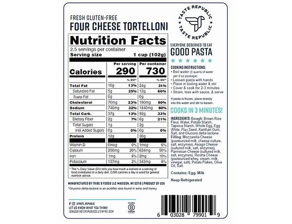 Taste republic vegan gf totelloni nutrition facts