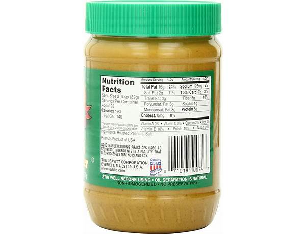 Teddie all natural smooth peanut butter nutrition facts