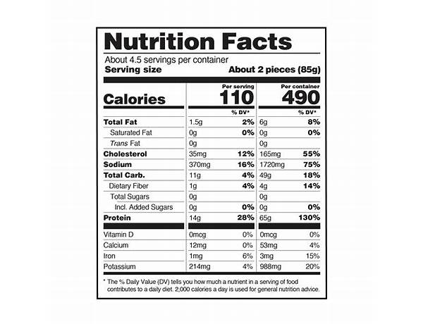 Tenders poulet nutrition facts
