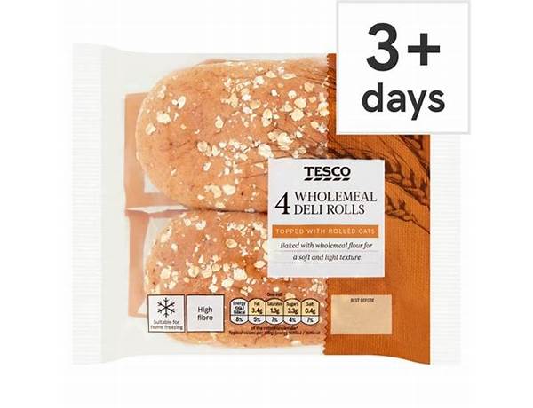 Tesco wholemeal deli rolls 4 pack nutrition facts
