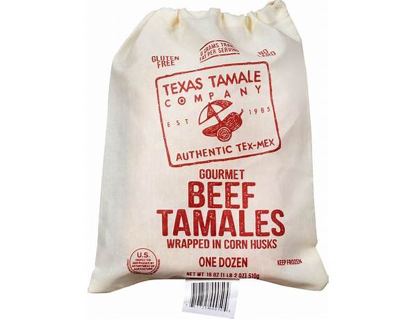 Texas tamale company, gourmet beef tamales wrapped in corn husks food facts