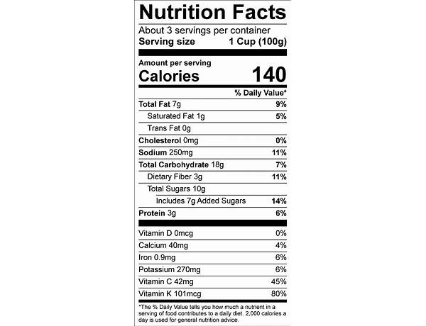 Thai mango chili, chopped kit nutrition facts