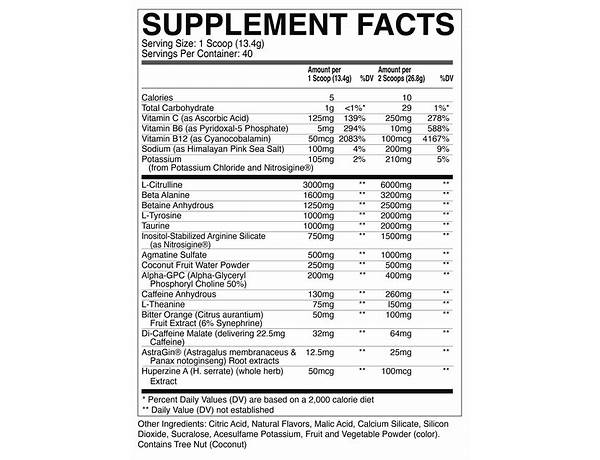 Thavage pre-workout nutrition facts