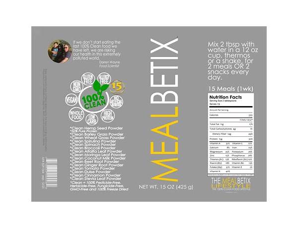 The mealbetix lifestyle food facts