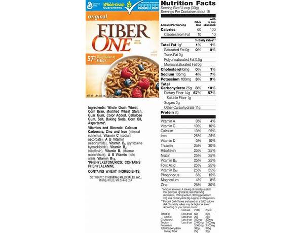 The original cereal nutrition facts