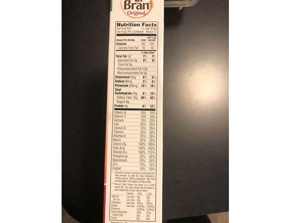 The original cereal nutrition facts