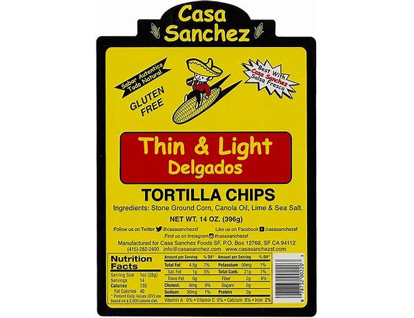 Thin and light tortilla chips- natural ingredients