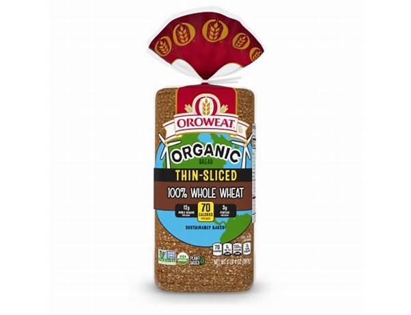 Thin slice organic bread 100% wheat ingredients