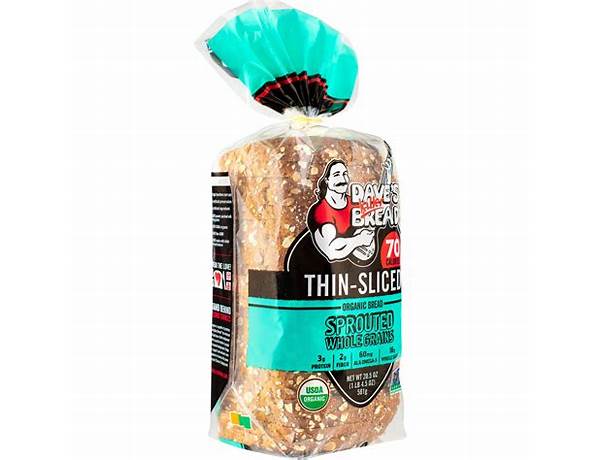 Thin sliced organic bread, sprouted whole grains ingredients