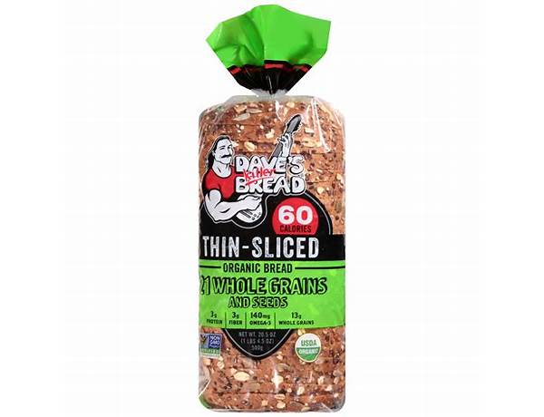 Thin sliced organic bread 21 whole grains and seeds food facts