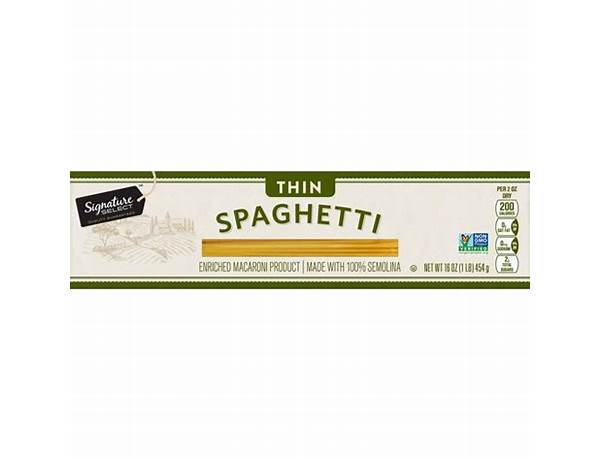 Thin spaghetti, enriched macaroni product ingredients