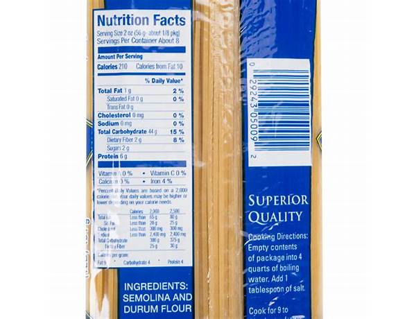 Thin spaghetti pasta food facts