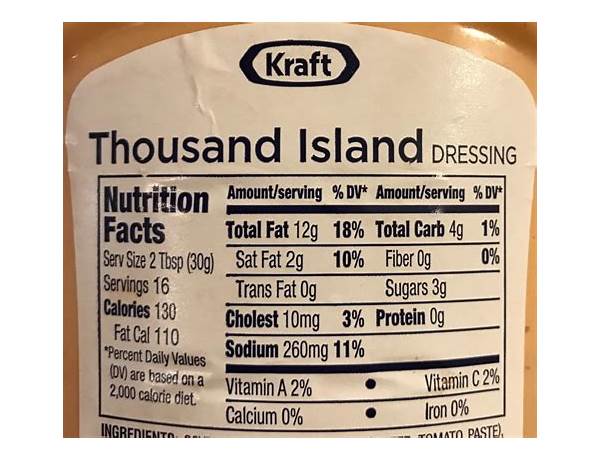 Thousand island dressing nutrition facts