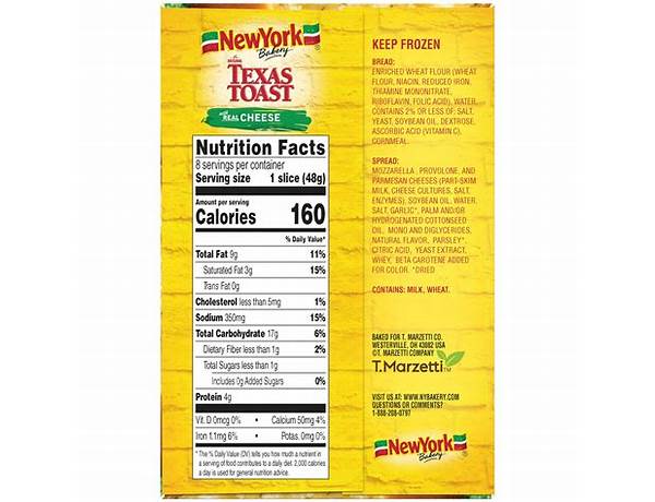 Three cheese texas toast nutrition facts
