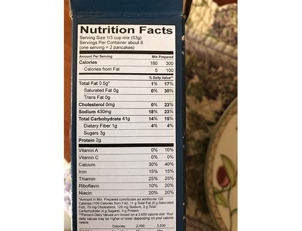 Three-grain pancake-mix nutrition facts