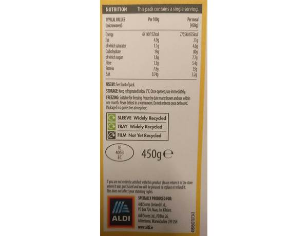 Tikka masala aldis nutrition facts