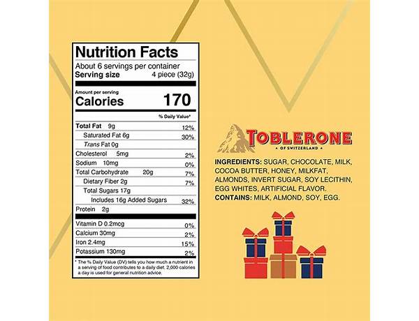 Toblerone chocolate bar dark nutrition facts