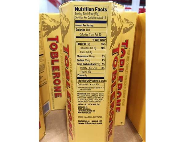 Toblerone chocolate bar milk food facts