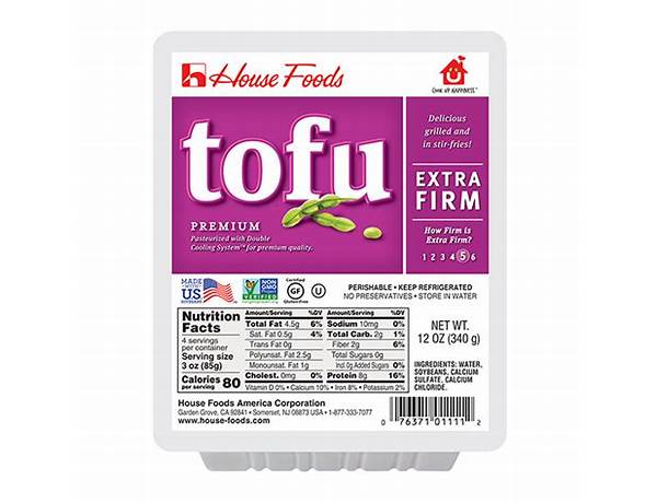 Tofu plain extra firm food facts