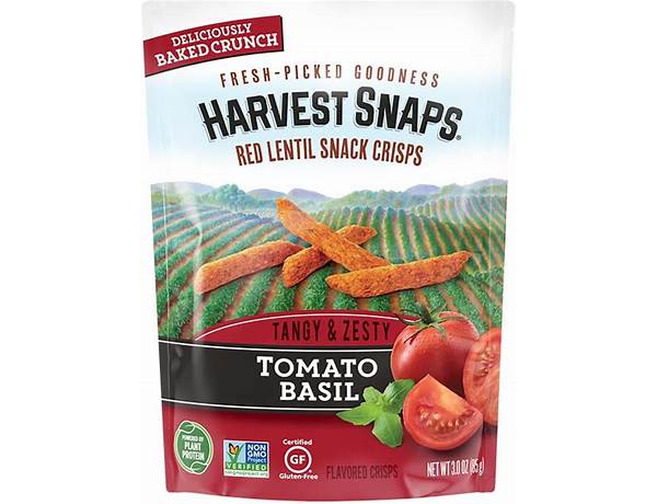 Tomato basil red lentil snack crisps food facts