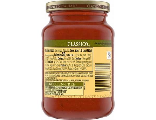 Tomato basil sauce food facts