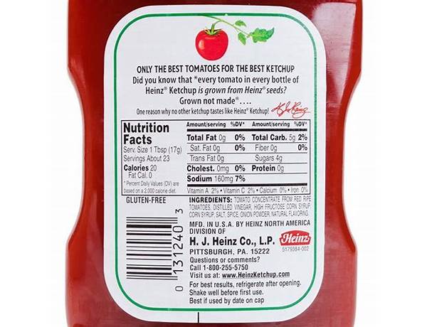 Tomato ketchup, tomato food facts
