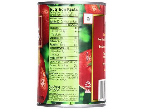 Tomato sauce food facts