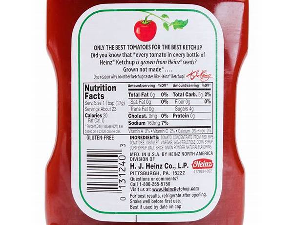 Tomato sauce ketchup nutrition facts
