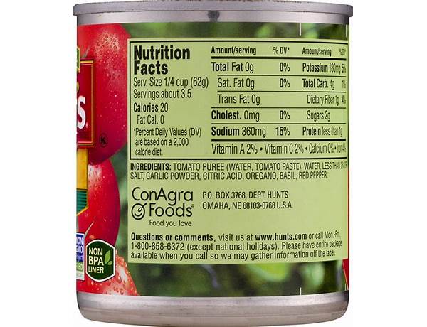 Tomato sauce nutrition facts